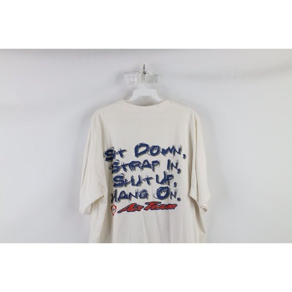 Vintage 90s Streetwear XL Distressed FINA Air Team Spell Out T-Shirt White USA - Picture 9 of 11